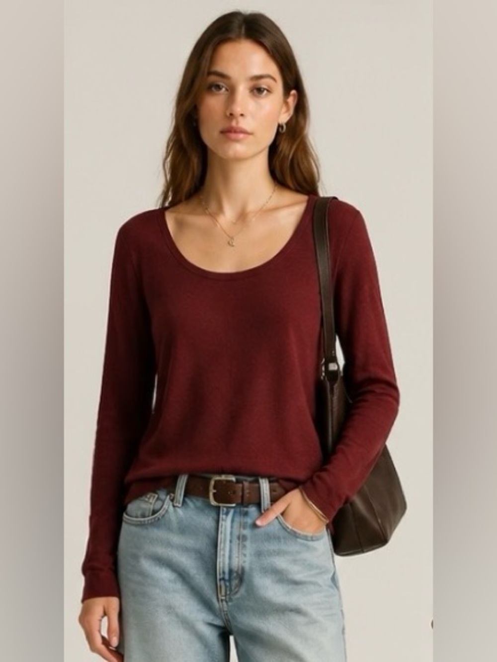 BDG Anthropologie Scoop Red Layering Boxy Pullover Sweater Cotton